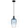 Downtown Brookhaven Flute 7"W Cord Black Pendant w/ Sapphire Shade