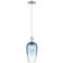 Downtown Brookhaven Flute 7"W Cord Satin Nickel Pendant w/ Sapphire Shade