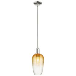 Downtown Brookhaven Flute 7"W Nickel Mini Pendant w/ Amber Shade