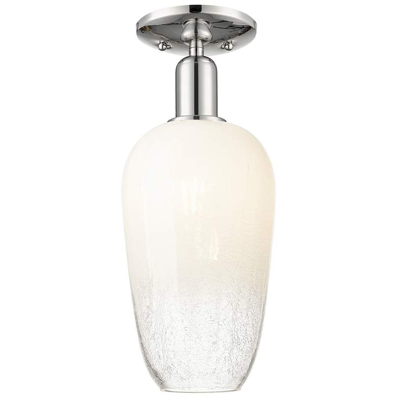 Image 1 Downtown Brookhaven Flute 7"W Nickel Semi Flush Mount w/ Opal Shade