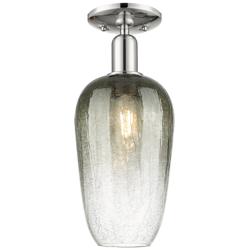 Downtown Brookhaven Flute 7"W Nickel Semi Flush Mount w/ Slate Shade