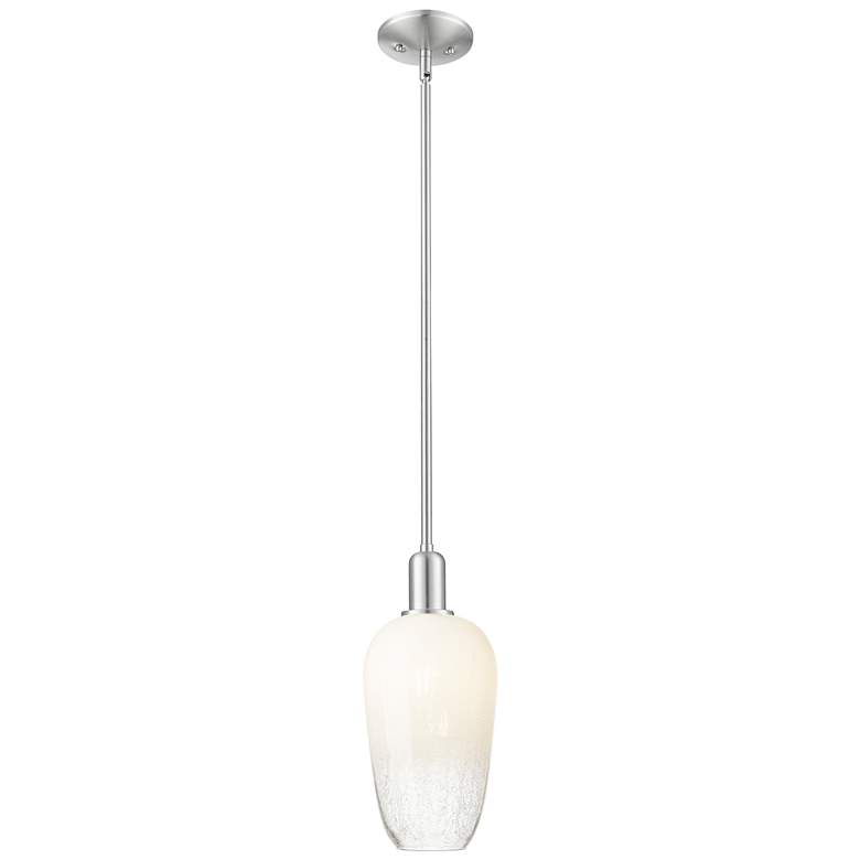 Image 1 Downtown Brookhaven Flute 7"W Satin Nickel Mini Pendant w/ Opal Shade