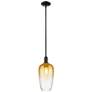 1_Downtown Brookhaven Flute 7"W Stem Black Mini Pendant w/ Amber Shade