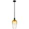 Downtown Brookhaven Flute 7"W Stem Black Mini Pendant w/ Amber Shade