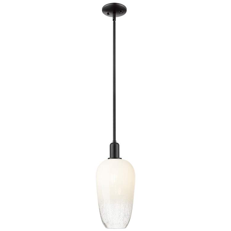 Image 1 Downtown Brookhaven Flute 7"W Stem Black Mini Pendant w/ Opal Shade