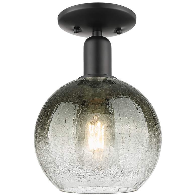 Image 1 Downtown Brookhaven Globe 8"W Black Semi Flush Mount w/ Slate Shade