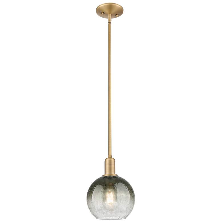 Image 1 Downtown Brookhaven Globe 8"W Brass Mini Pendant w/ Slate Shade