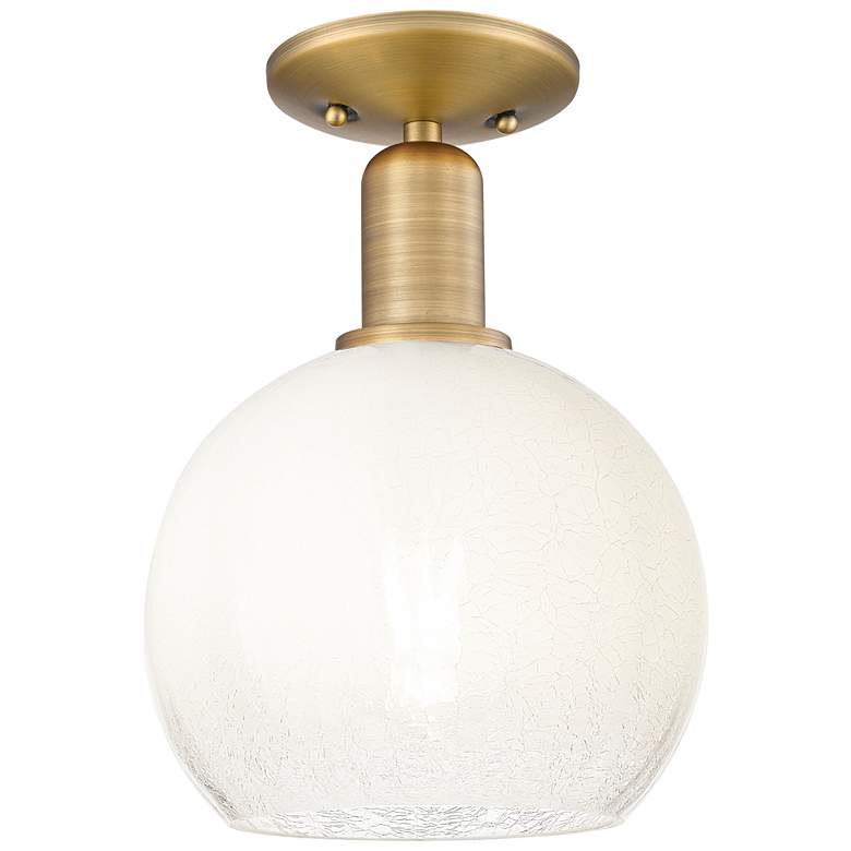 Image 1 Downtown Brookhaven Globe 8"W Brass Semi Flush Mount w/ Opal Shade