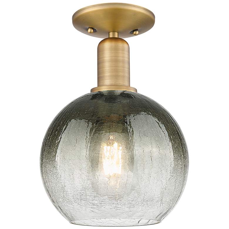 Image 1 Downtown Brookhaven Globe 8"W Brass Semi Flush Mount w/ Slate Shade