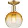 Downtown Brookhaven Globe 8"W Bronze Semi Flush Mount w/ Amber Shade