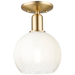 Downtown Brookhaven Globe 8"W Bronze Semi Flush Mount w/ Opal Shade