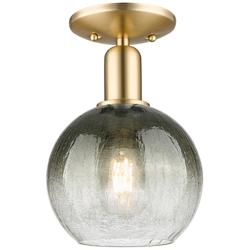 Downtown Brookhaven Globe 8"W Bronze Semi Flush Mount w/ Slate Shade