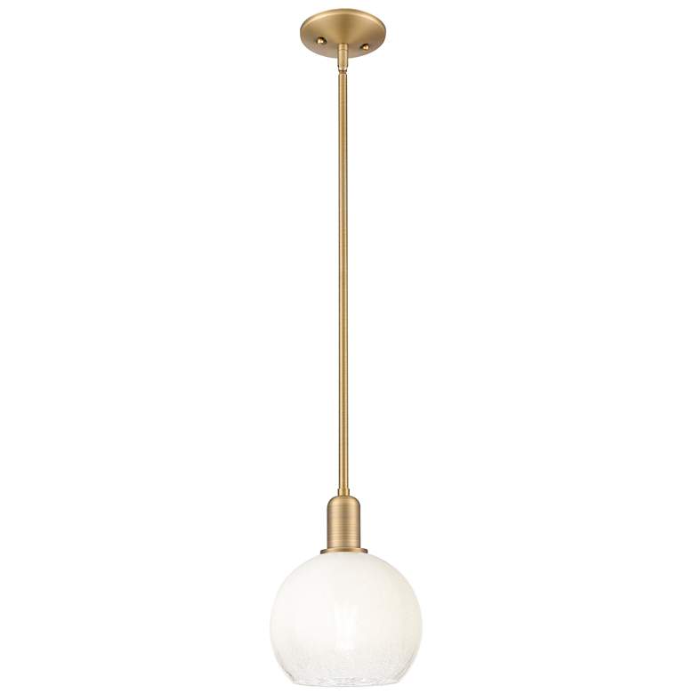 Image 1 Downtown Brookhaven Globe 8"W Brushed Brass Mini Pendant w/ Opal Shade