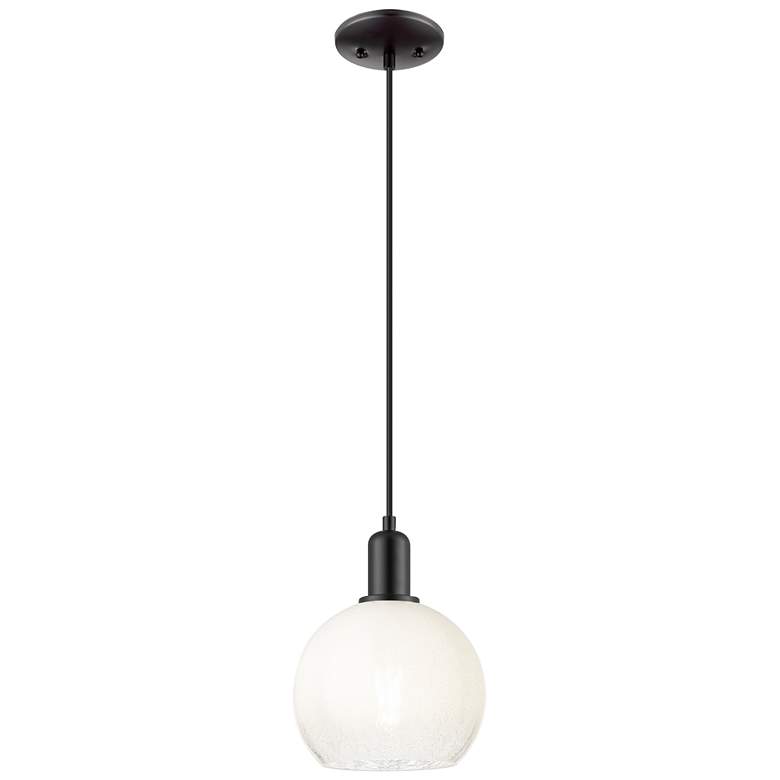 Image 1 Downtown Brookhaven Globe 8"W Cord Black Mini Pendant w/ Opal Shade