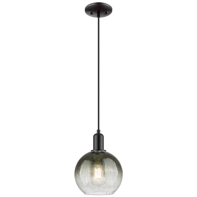Image 1 Downtown Brookhaven Globe 8"W Cord Black Mini Pendant w/ Slate Shade