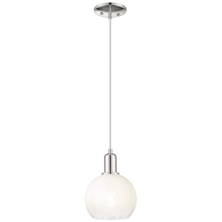 Image 1 Downtown Brookhaven Globe 8"W Cord Nickel Mini Pendant w/ Opal Shade