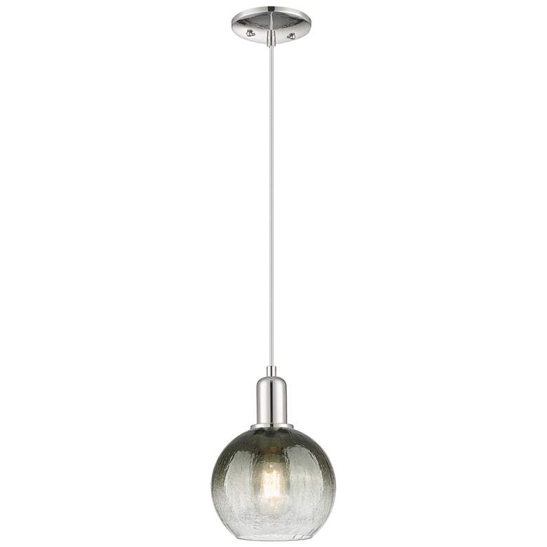 Image 1 Downtown Brookhaven Globe 8"W Cord Nickel Mini Pendant w/ Slate Shade