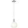 Downtown Brookhaven Globe 8"W Cord Satin Nickel Pendant w/ Opal Shade
