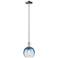 Downtown Brookhaven Globe 8"W Nickel Mini Pendant w/ Sapphire Shade