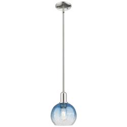 Downtown Brookhaven Globe 8"W Nickel Mini Pendant w/ Sapphire Shade