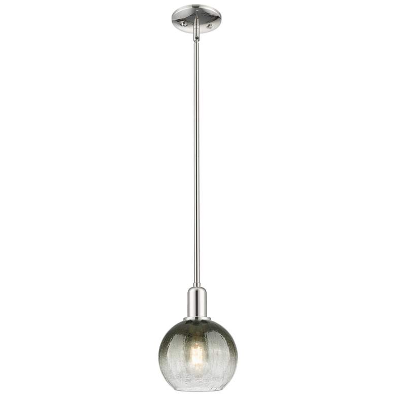 Image 1 Downtown Brookhaven Globe 8"W Nickel Mini Pendant w/ Slate Shade