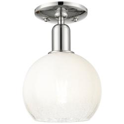 Downtown Brookhaven Globe 8"W Nickel Semi Flush Mount w/ Opal Shade
