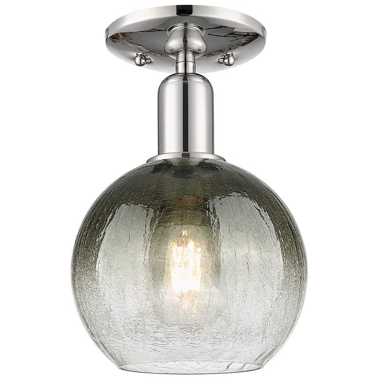 Image 1 Downtown Brookhaven Globe 8"W Nickel Semi Flush Mount w/ Slate Shade