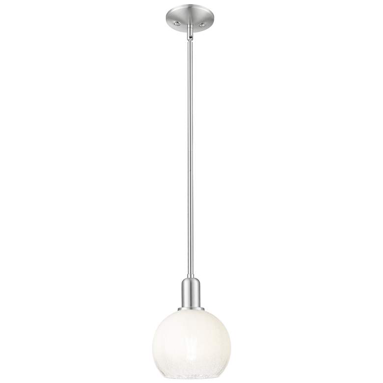 Image 1 Downtown Brookhaven Globe 8"W Satin Nickel Mini Pendant w/ Opal Shade