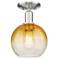 Downtown Brookhaven Globe 8"W Satin Nickel Semi-Flush w/ Amber Shade