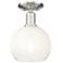 Downtown Brookhaven Globe 8"W Satin Nickel Semi-Flush w/ Opal Shade