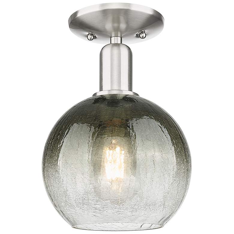 Image 1 Downtown Brookhaven Globe 8"W Satin Nickel Semi-Flush w/ Slate Shade