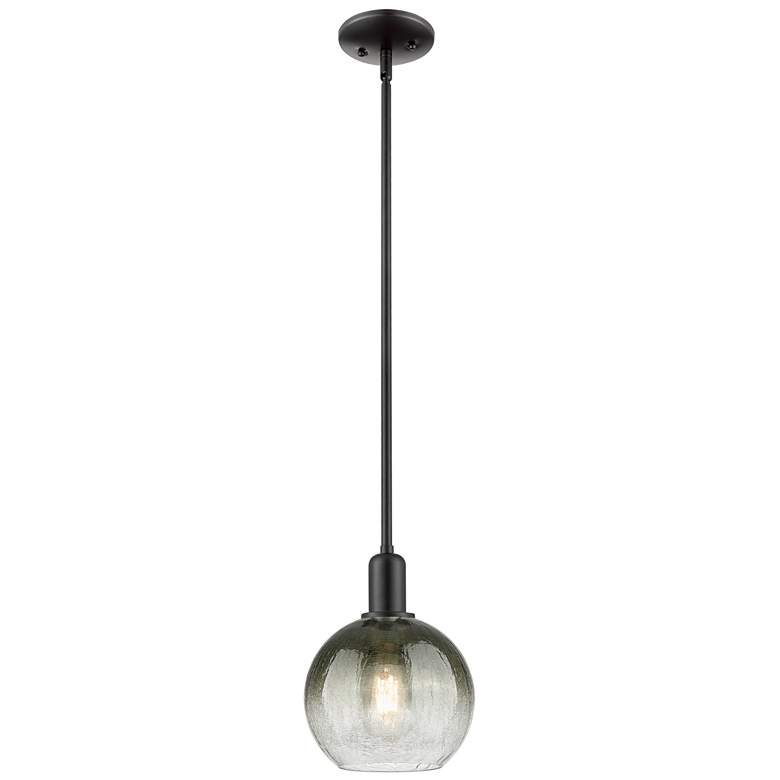Image 1 Downtown Brookhaven Globe 8"W Stem Black Mini Pendant w/ Slate Shade