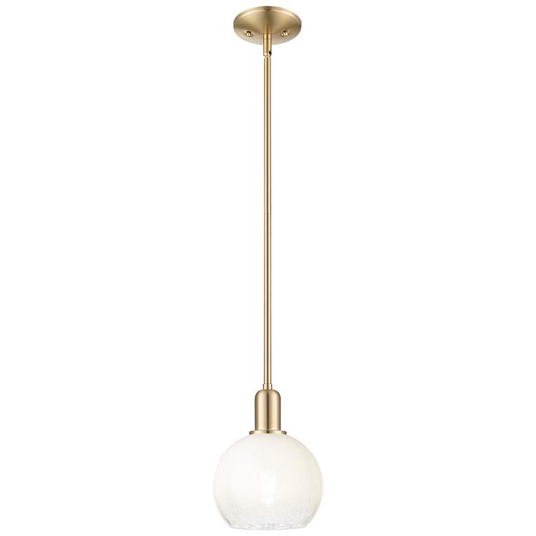 Image 1 Downtown Brookhaven Globe 8"W Stem Bronze Mini Pendant w/ Opal Shade