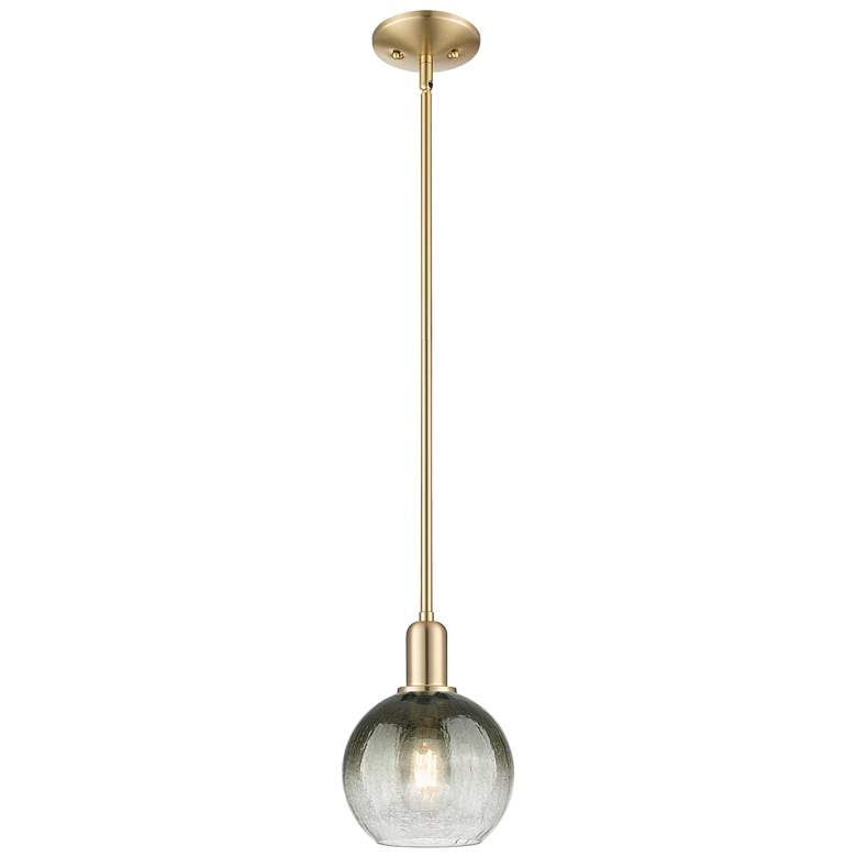 Image 1 Downtown Brookhaven Globe 8"W Stem Bronze Mini Pendant w/ Slate Shade