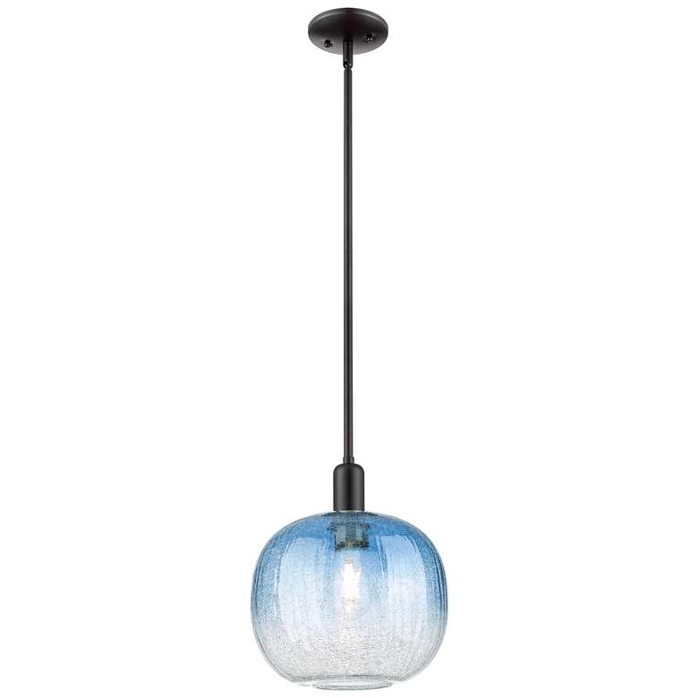 Image 1 Downtown Brookhaven Sphere 10"W Black Mini Pendant w/ Sapphire Shade