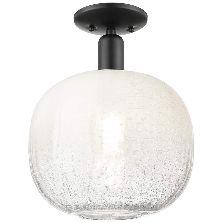 Image 1 Downtown Brookhaven Sphere 10"W Black Semi Flush Mount w/ Opal Shade