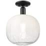 Downtown Brookhaven Sphere 10"W Black Semi Flush Mount w/ Opal Shade