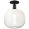 Downtown Brookhaven Sphere 10"W Black Semi Flush Mount w/ Opal Shade
