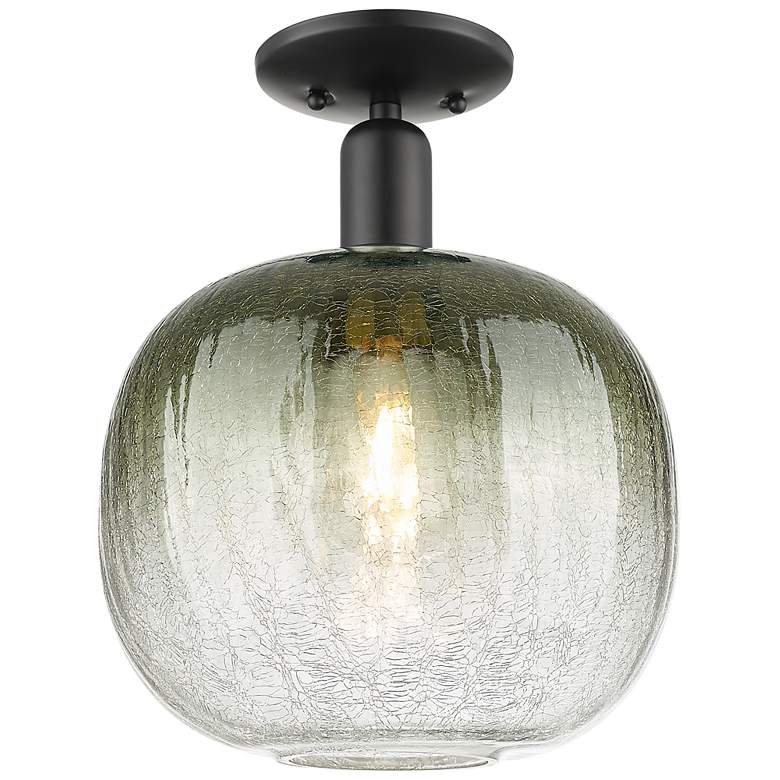 Image 1 Downtown Brookhaven Sphere 10"W Black Semi Flush Mount w/ Slate Shade
