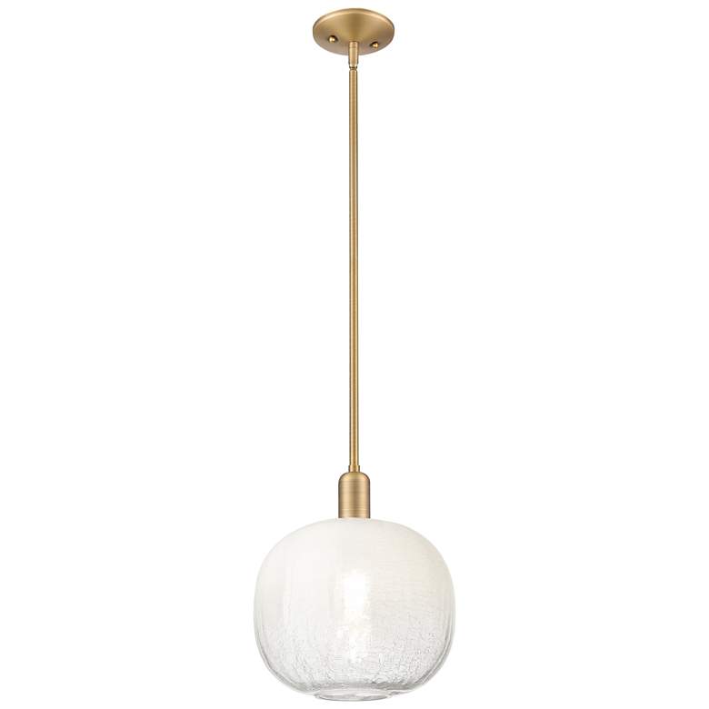 Image 1 Downtown Brookhaven Sphere 10"W Brass Mini Pendant w/ Opal Shade