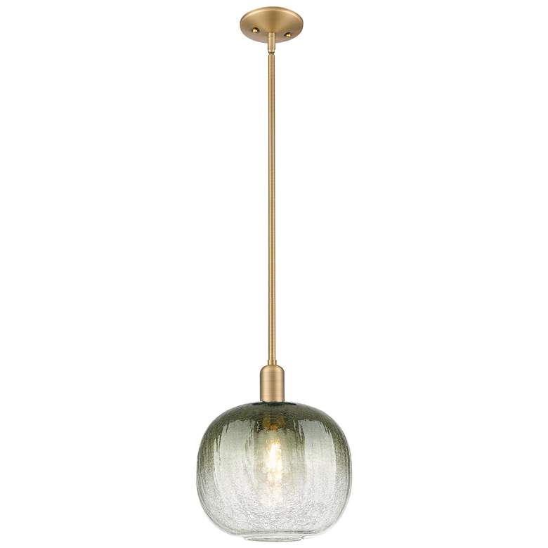 Image 1 Downtown Brookhaven Sphere 10"W Brass Mini Pendant w/ Slate Shade