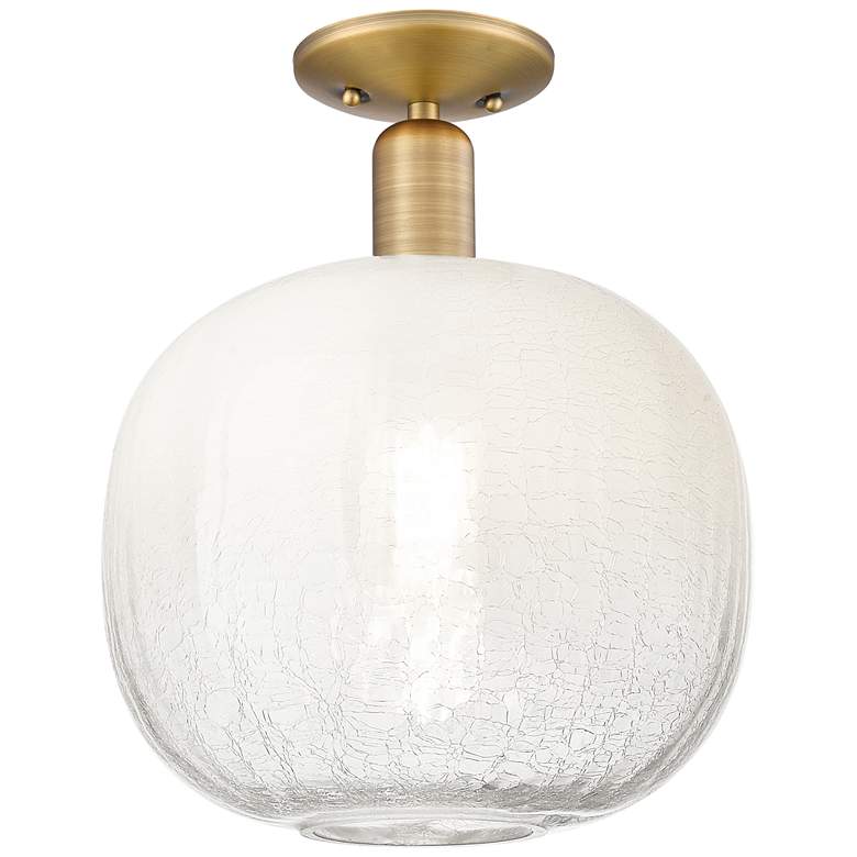 Image 1 Downtown Brookhaven Sphere 10"W Brass Semi Flush Mount w/ Opal Shade
