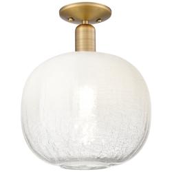 Downtown Brookhaven Sphere 10"W Brass Semi Flush Mount w/ Opal Shade