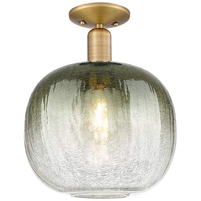 Image 1 Downtown Brookhaven Sphere 10"W Brass Semi Flush Mount w/ Slate Shade