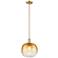 Downtown Brookhaven Sphere 10"W Bronze Mini Pendant w/ Amber Shade