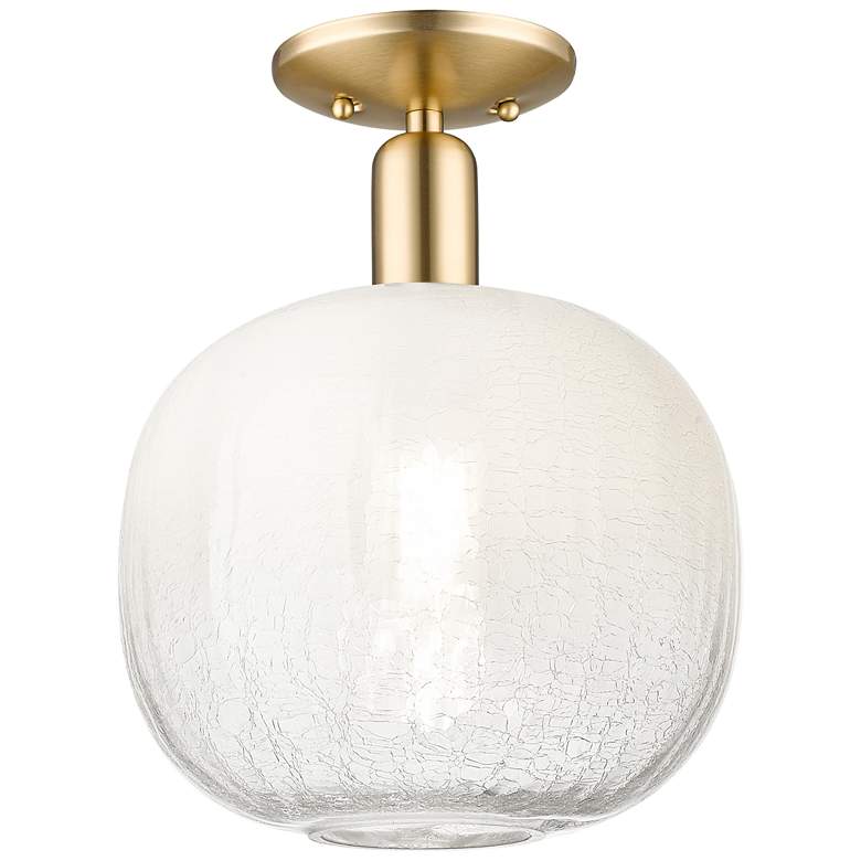 Image 1 Downtown Brookhaven Sphere 10"W Bronze Semi Flush Mount w/ Opal Shade