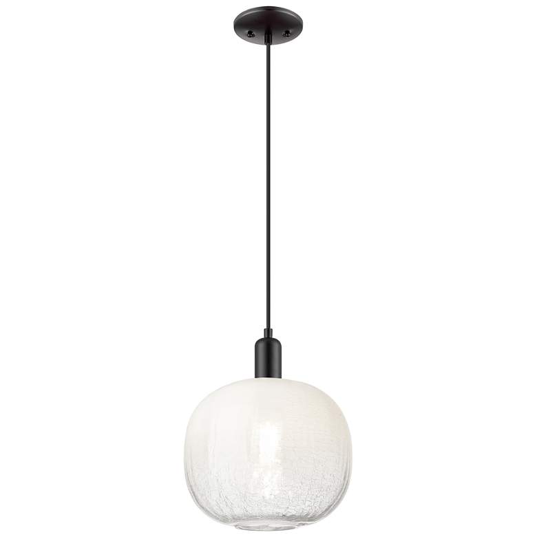 Image 1 Downtown Brookhaven Sphere 10"W Cord Black Mini Pendant w/ Opal Shade