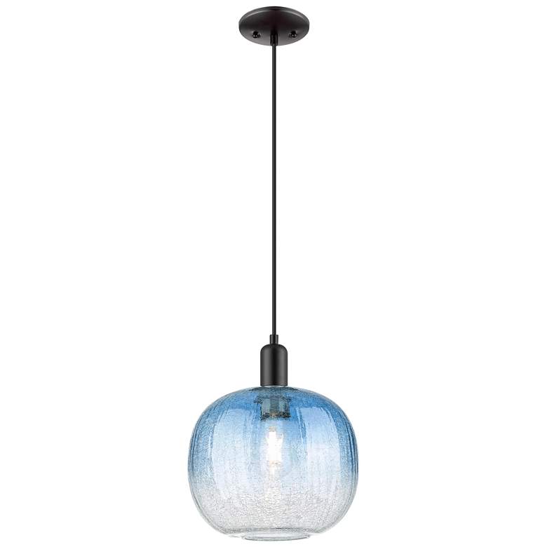 Image 1 Downtown Brookhaven Sphere 10"W Cord Black Pendant w/ Sapphire Shade
