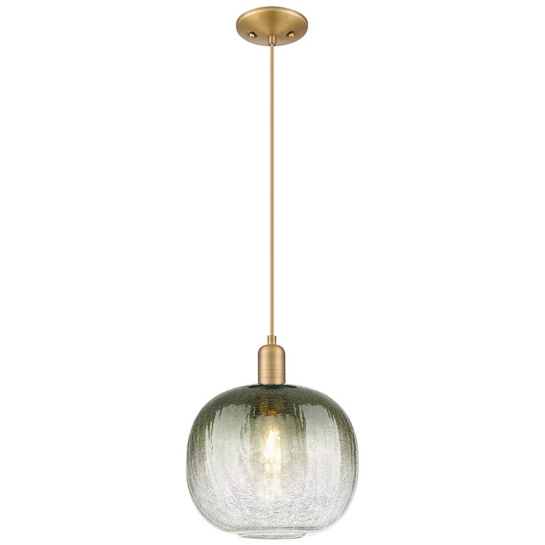 Image 1 Downtown Brookhaven Sphere 10"W Cord Brass Mini Pendant w/ Slate Shade