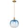 Downtown Brookhaven Sphere 10"W Cord Brass Pendant w/ Sapphire Shade